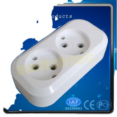 European style double socket /2 gang socket/double socket outlet withnot wire