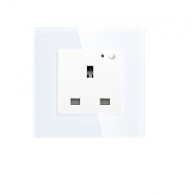 Glass panel UK standard voice control wifi smart wall socket works with echo and google home